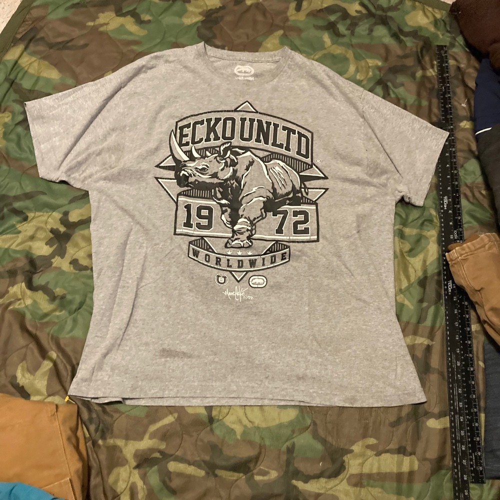 Ecko Unltd Grey graphic tee Rhino baggy‎ Y2K mens 2XL/24